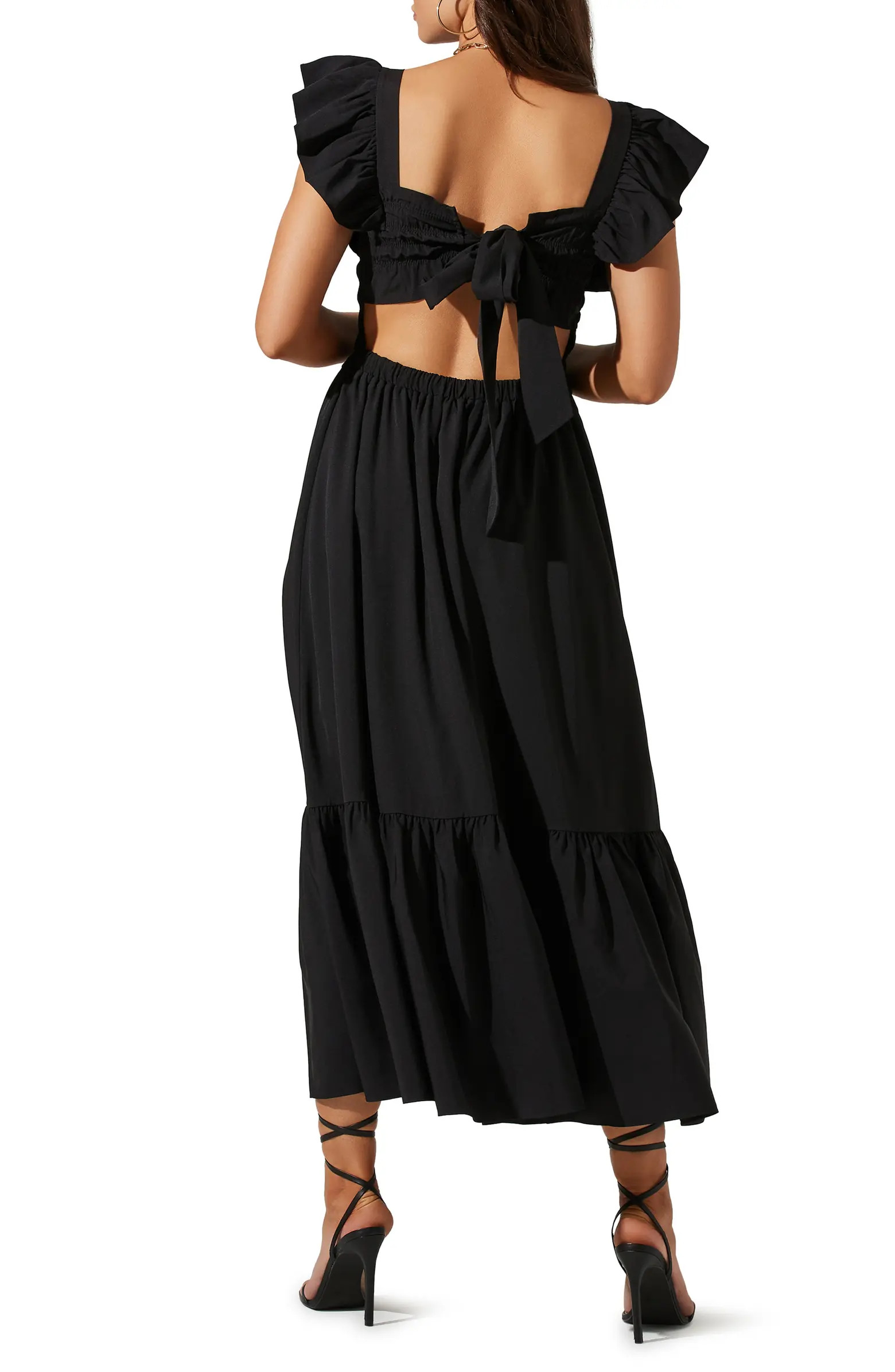 Smocked Flutter Sleeve Midi Dress | Nordstrom