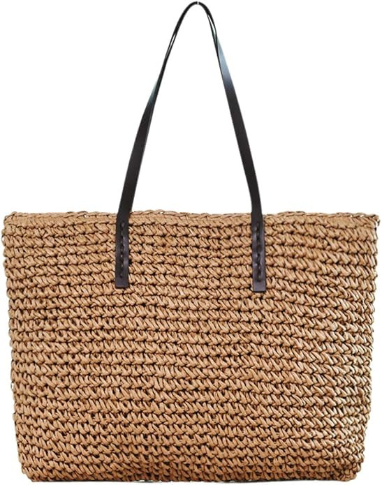 Ayliss Women Straw Woven Tote Large Beach Handmade Weaving Shoulder Bag Handbag | Amazon (US)