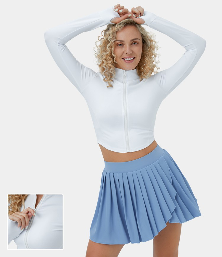 Women's Mock Neck Zip Front Thumb Hole Cropped Golf Jacket - HALARA | HALARA | HALARA