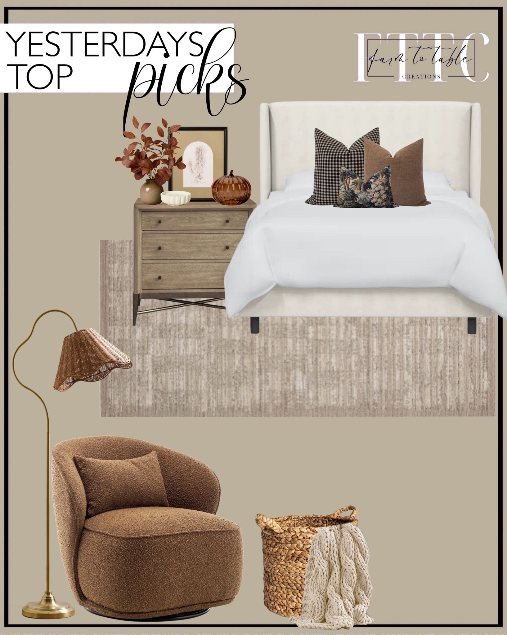 Yesterday’s Top Picks. Follow @farmtotablecreations on Instagram for more inspirational.

Loloi Performance Sand Area Rug. Tilly Upholstered Bed. Arijit Boucle armchair. Moody Autumn Landscape. Faux Rusted Silver Dollar Arrangement. Kantha Quilt. Lucinda Floor Lamp Magnolia. Glass Pumpkin. Five wick candle. Tree Framed wall art. Moody Pillow Cover Combo Black Gingham Pillow Brown Pillow Combo Tapestry Pillow Vintage Pillow Modern Farmhouse Pillow Masculine Pillow Set. Woven Decorative basket. Pottery Barn Handknit Throw. 

Bedroom corner | Coffee Table Decor | Fall Decor | Fall Stem Sale | Target Finds | Skinny Bench | Bedroom | Living Room | Breakfast Nook | Amazon Home | Target Sale | Loloi Rugs | Magnolia Home | console table | console table styling | faux stems | entryway space | home decor finds | neutral decor | entryway decor | cozy home | affordable decor |  home decor | home inspiration | fall stems | fall console | spring vignette | fall decor | fall decorations | console styling | entryway rug | cozy moody home | moody decor | neutral home


#LTKSaleAlert #LTKFindsUnder50 #LTKHome