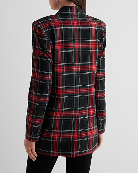 Tartan Plaid Double Breasted Blazer | Express