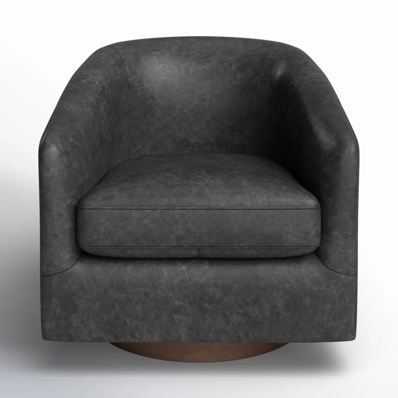 Bennett Genuine Leather Swivel Barrel Chair | Wayfair North America