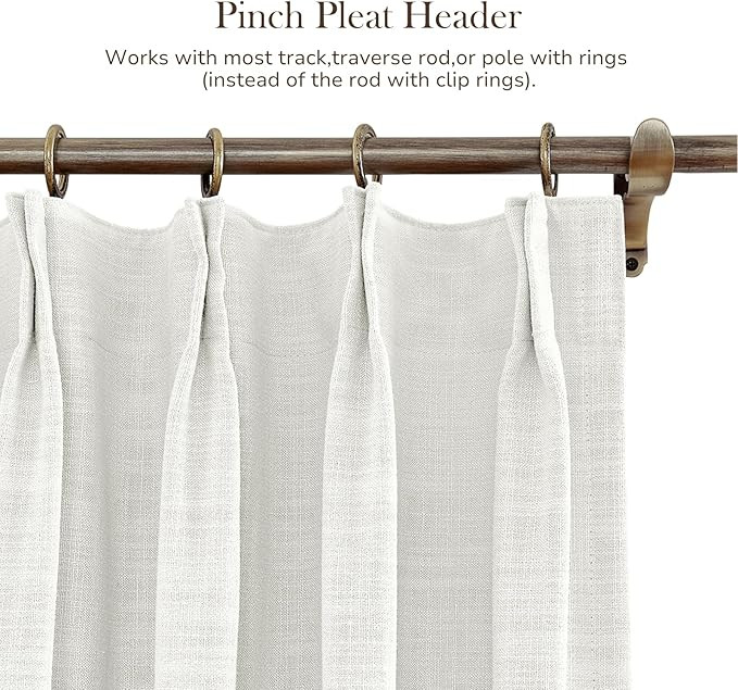 TWOPAGES 150 W x 96 L inch Pinch Pleat Darkening Drape Faux Linen Curtain with Blackout Lining Dr... | Amazon (US)