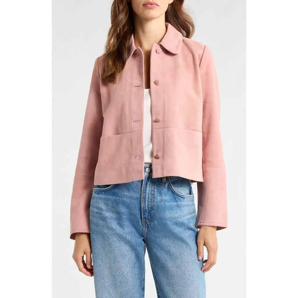 Caslon® Suede Jacket in Pink at Nordstrom Rack, Size Large | Nordstrom Rack