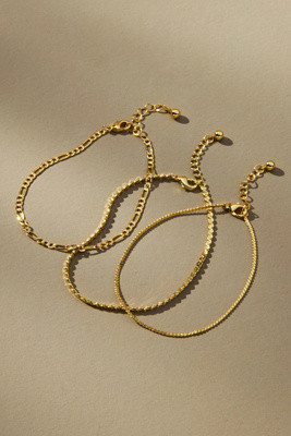 Uncommon James Gilded Chain Bracelets, Set of 3 | Anthropologie (US)