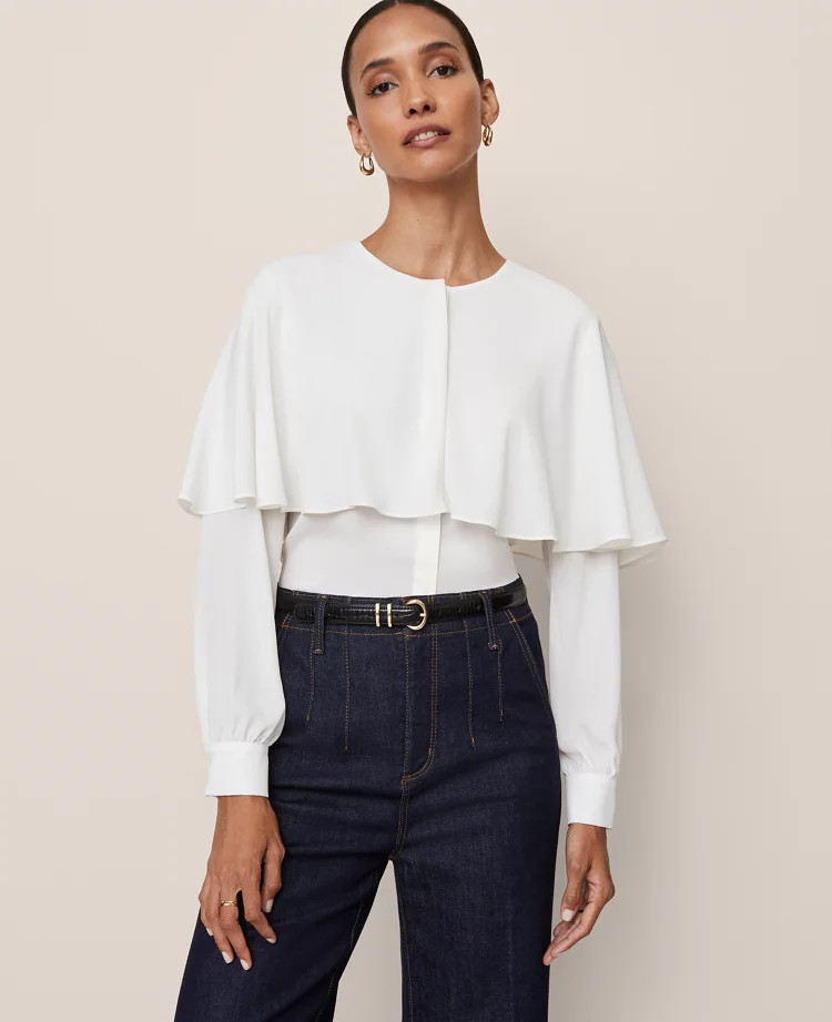 Capelet Overlay Blouse | Ann Taylor