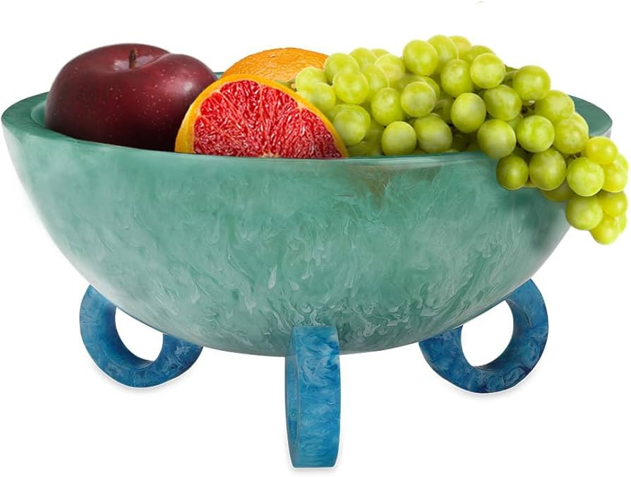 Folkulture Fruit Bowl for Kitchen Counter, 9" Resin Decorative Bowl, Centerpiece Table Decoration... | Amazon (US)