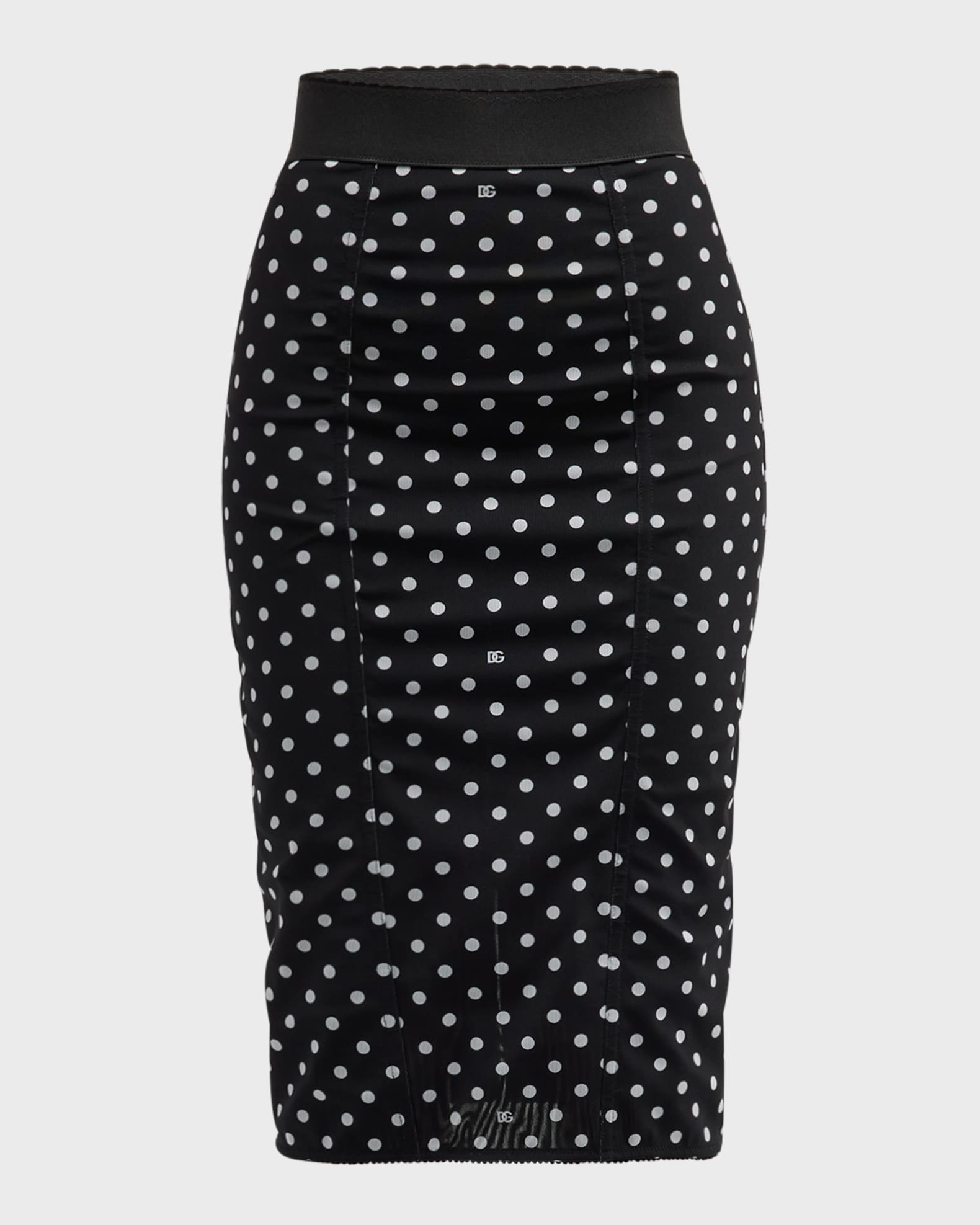Logo Polka-Dot Print Marquisette Midi Pencil Skirt | Neiman Marcus