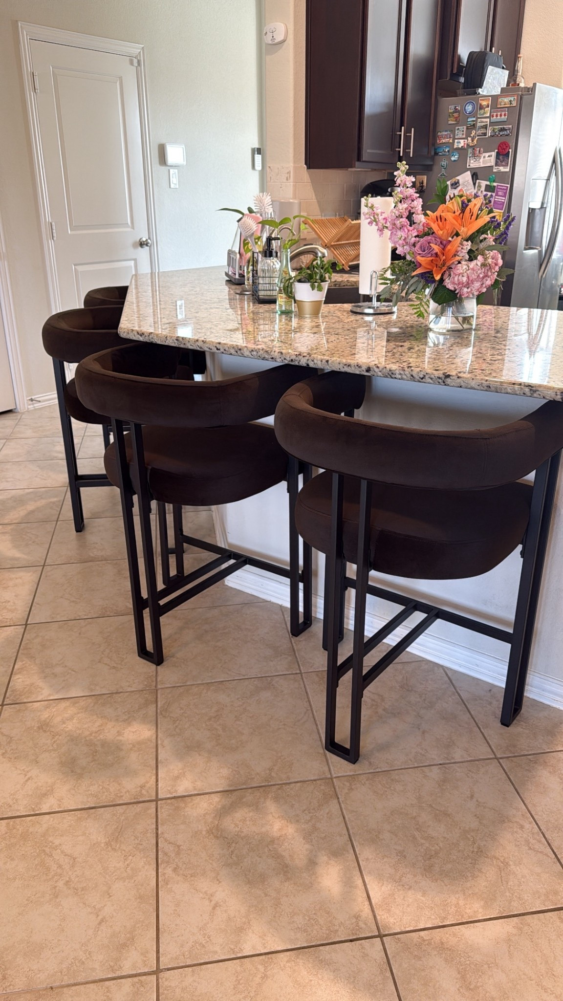 Chocolate Velvet Counter Stools. Super comfy & super chic!

#LTKHome