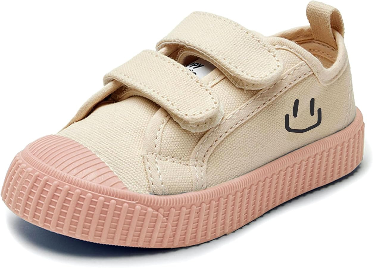 HAPPY NOCNOC Toddler Shoes for Boys & Girls, Canvas Velcro Sneakers with Candy-Colored Sole Size ... | Amazon (US)