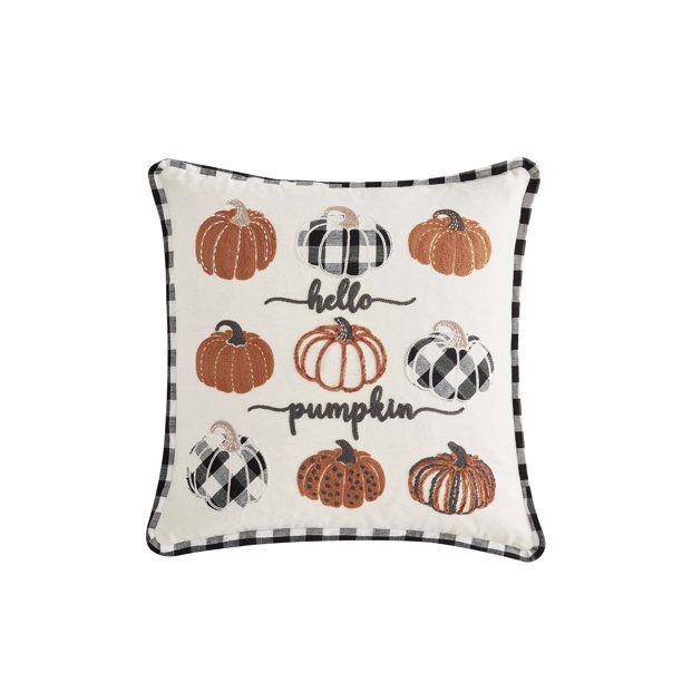 Mainstays, Hello Pumpkin Decorative Pillow, Square, 18” x 18”, Ivory, 1 Piece - Walmart.com | Walmart (US)