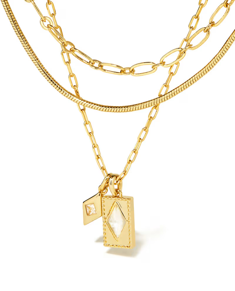 Kinsley Gold Multi Strand Necklace in Ivory Mother-of-Pearl | Kendra Scott