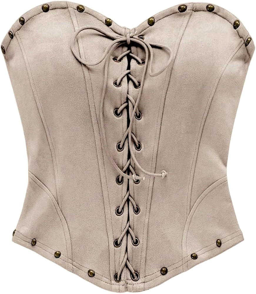 Milumia Women's Faux Suede Lace Up Tube Top Boho Strapless Sleeveless Western Crop Corset Tops | Amazon (US)