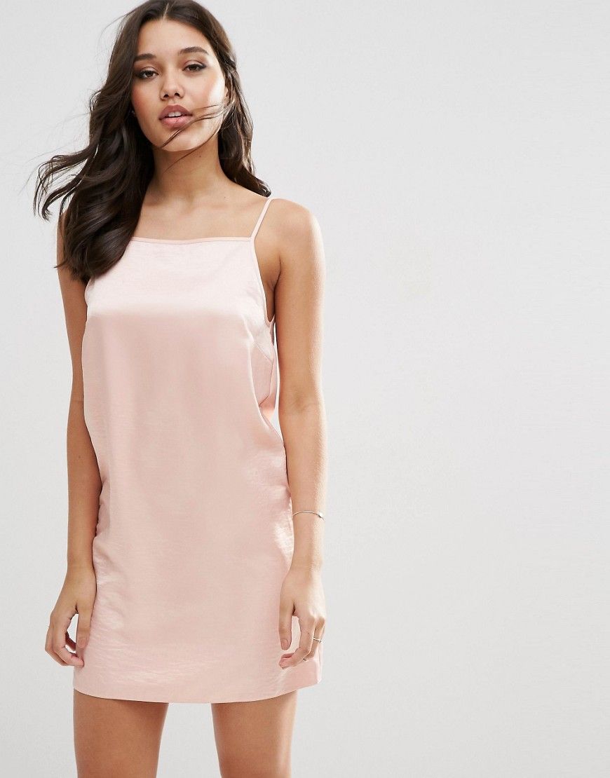 ASOS Hammered Satin Slip Dress - Pink | ASOS US