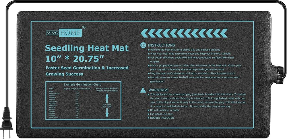 VIVOHOME 20W Waterproof Seedling Heat Mat for Seed Starting Propagation and Increase Germination ... | Amazon (US)