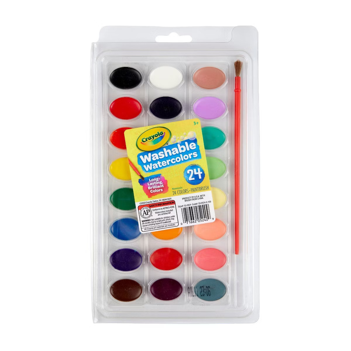 Crayola 24ct Washable Watercolor Paints with Brush: Non-Toxic Watercolor Paint Set for Kids, Mult... | Target