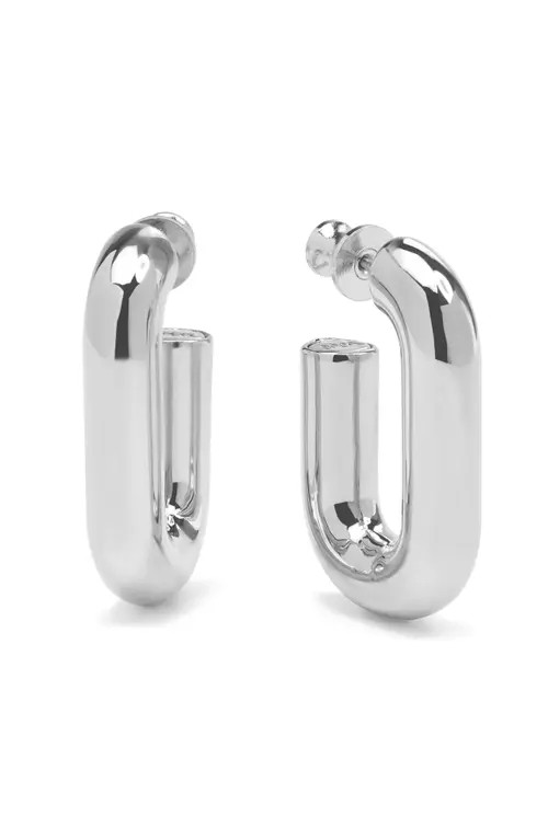 Melinda Maria Frankie Link Huggie Hoop Earrings in Silver at Nordstrom | Nordstrom