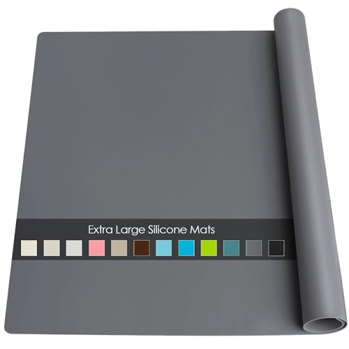 Extra Large Silicone Mat, 31.5x23.6 Large Silicon Placemats for Kids, Heat Resistant Matt for Kitchen Counter Non-Stick Table Mat for Dough and Pastry, Silicone Craft Mat for Kids, Dark Gray | Amazon (US)