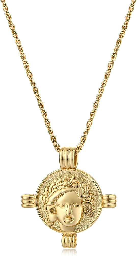 FRUMOS Dainty Layered Choker Necklace 18k gold Plated Y Pendant Necklace Multilayer Bar Disc Neck... | Amazon (US)