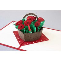 Poppy Basket Pop-Up Card | 3D Card For Birthday Mom Mother's Day Flower Her Anniversary Girlfriend | Etsy (US)