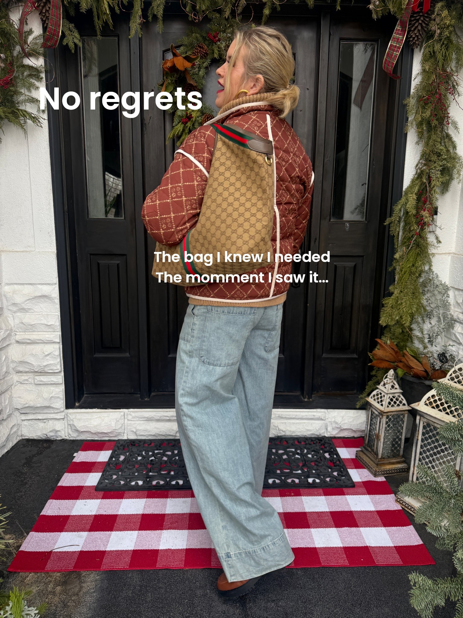 No regrets…
The bag I knew I needed the first moment I needed as soon as I saw it… and I bought it as a birthday present for my self in October…

Honestly, it’s been a favorite, it’s also been the bag people stop me over, the bag people ask if I love it and the bag…. 

That teen age or collage age bag… yell, I love your bag lady😂😂😂that cracks me up and happened more than I can count! Isn’t that funny what gets teenagers attention… Gucci is obviously something they’re tuned into these days😂

This bag holds everything without being to BIG, yet could be a carry on….

Yes, I am in love and highly recommend ❤️💚

It comes with a mini clutch/or make up bag (I use it as a clutch often, holds my reading glasses phone a lipstick and my mini card/id/cash wallet 

Pants free people
Jacket and loafers Amazon 

#LTKTravel #LTKOver40 #LTKWorkwear