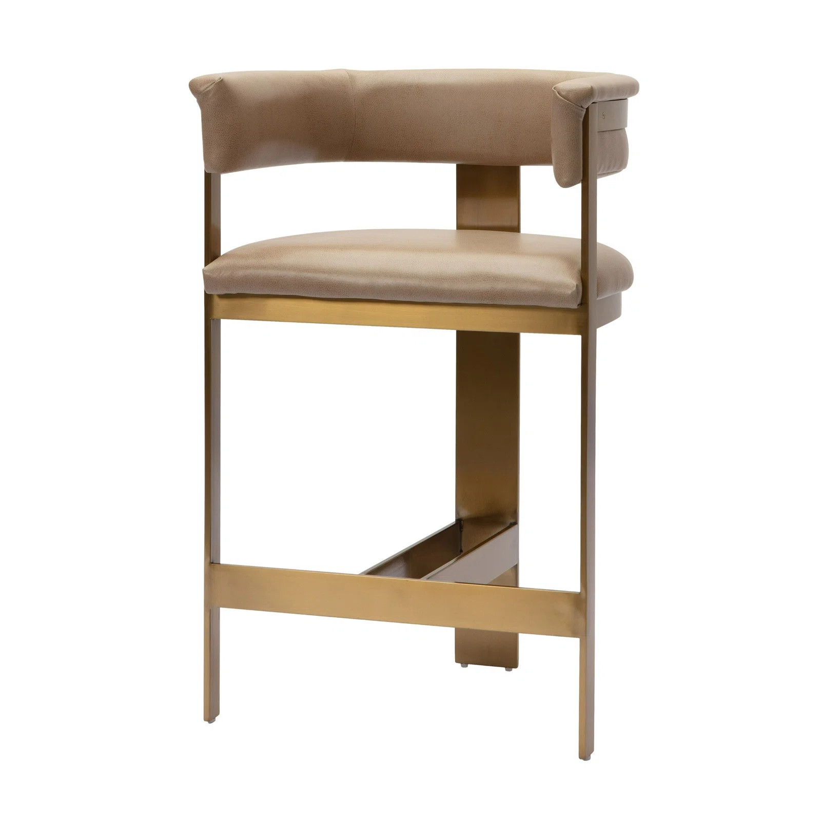Ferol - Modern Brown Faux Leather + Gold Counter Chair | Wayfair North America