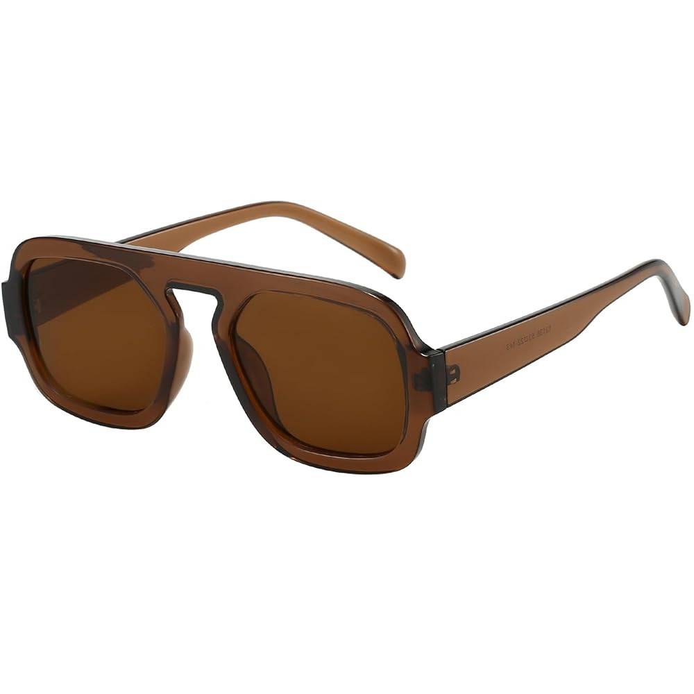 Trendy Square Aviator Sunglasses for Women Flat Top Designer Stylish Frame Sun Glasses Vintage Sh... | Amazon (US)