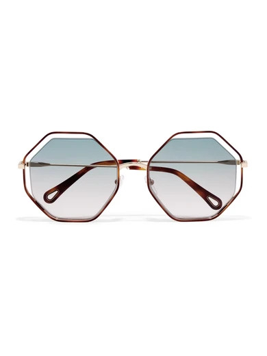 Chloé - Poppy Octagon-frame Acetate And Gold-tone Sunglasses - Blue | NET-A-PORTER (UK & EU)