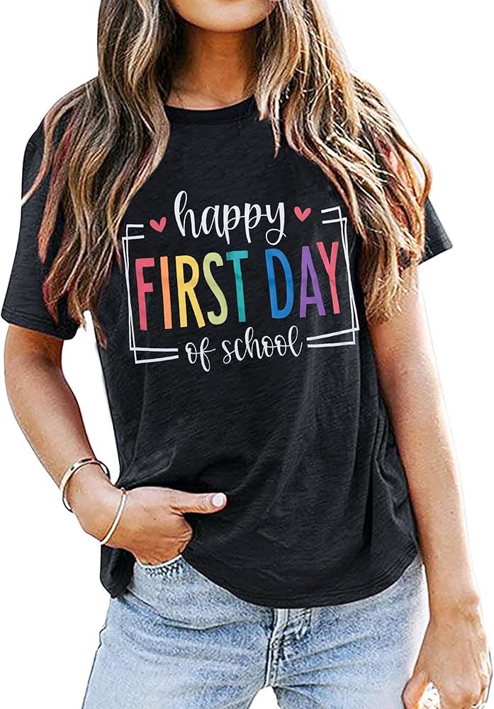 MNLYBABY First Day of School Shirt for Teachers Women Teachers Life Shirts Back to School Tee Top... | Amazon (US)