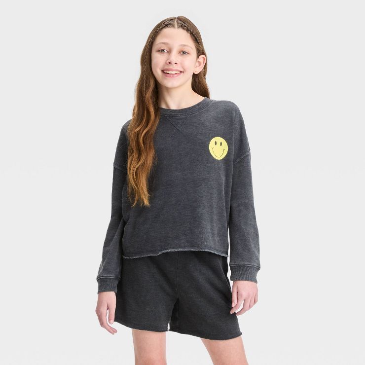 Girls' Cropped Fleece Crewneck Sweatshirt - art class™ | Target