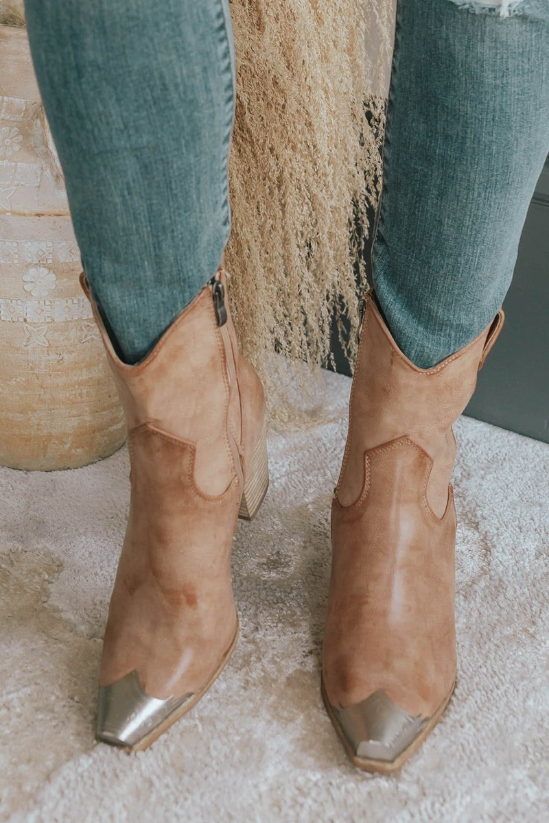 Never Resist Tan Ankle Pointed Boots | Apricot Lane Boutique