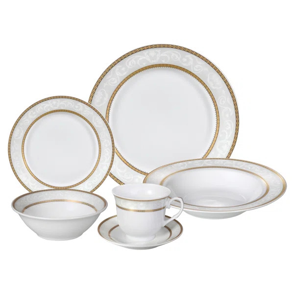 Lorren Home Trends Amelia 24 Piece Porcelain Dinnerware Set, Service for 4 | Wayfair North America