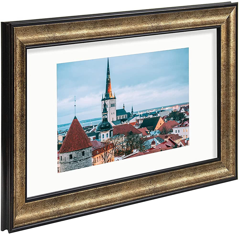 Mat Board Center,11x14 Picture Frame Vintage Antique Style Dark Gold Brown & Bronze,Matted to 8x1... | Amazon (US)