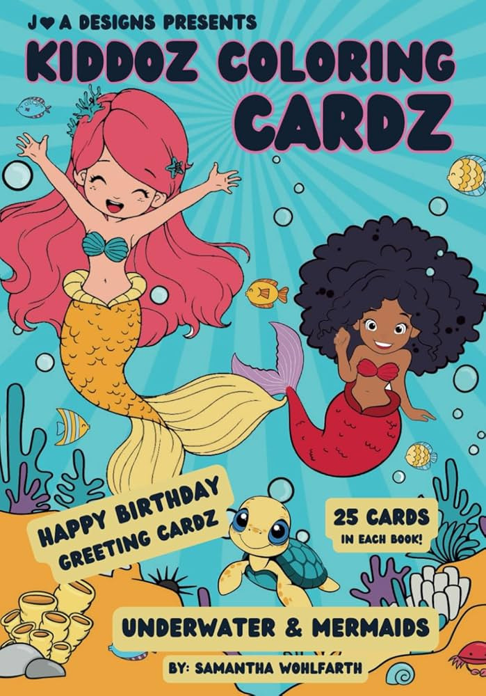 Happy Birthday Greeting Cardz: Underwater and Mermaids (Kiddoz Coloring Cardz) | Amazon (US)