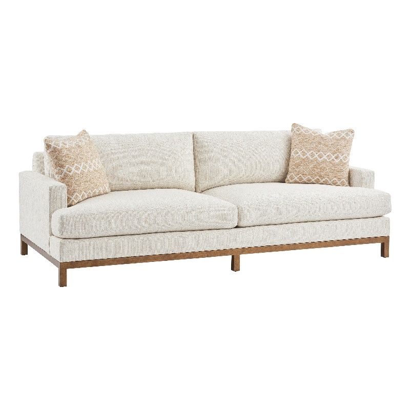 Barclay Butera Traditional Wood & Fabric Horizon Sofa in Ivory/Brass | Homesquare