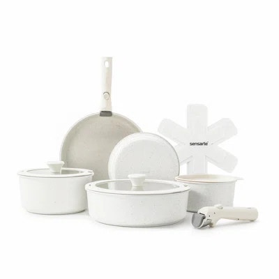 SENSARTE Nonstick Cookware Set 14-Piece,Healthy Pots And Pans Set With Detachable Handles,Dishwasher Safe,Induction Compatible,PFAS And PFOA Free | Wayfair North America