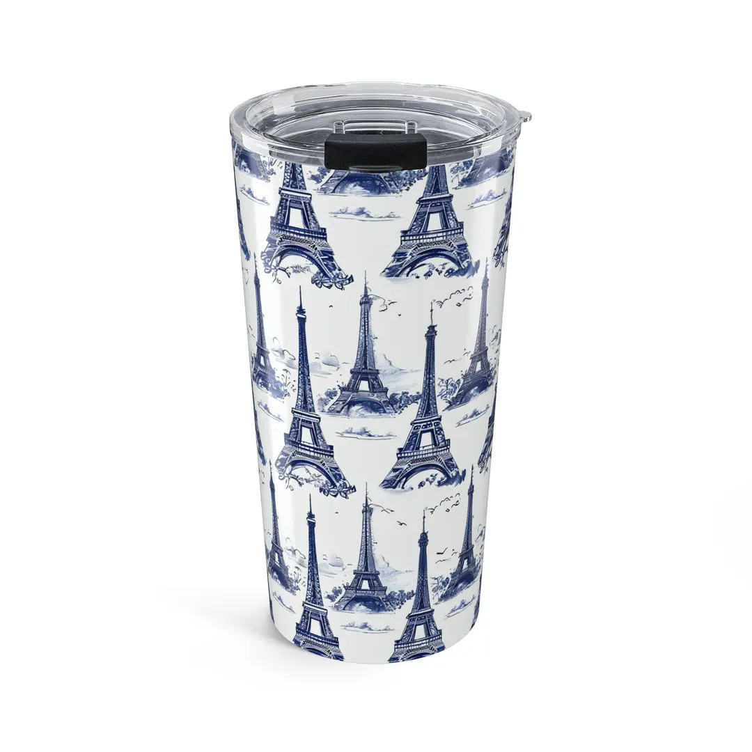 French Toile Eiffel Tower Tumbler: Paris Travel Mug, 20oz - Etsy | Etsy (US)