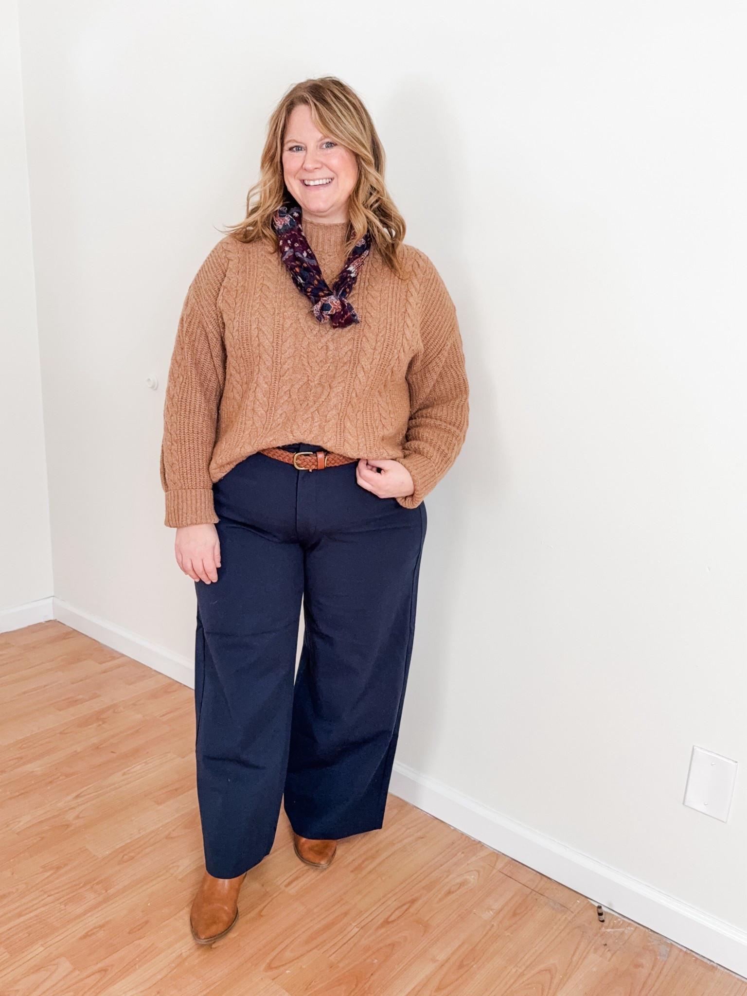 Teacher outfit! Wearing a 16 petite in my wide leg pixie pants. Wearing an XL in my sweater but is mostly sold out so also linked similar! Scarf and boots are older so linked similar 

#LTKPetite #LTKMidsize #LTKWorkwear