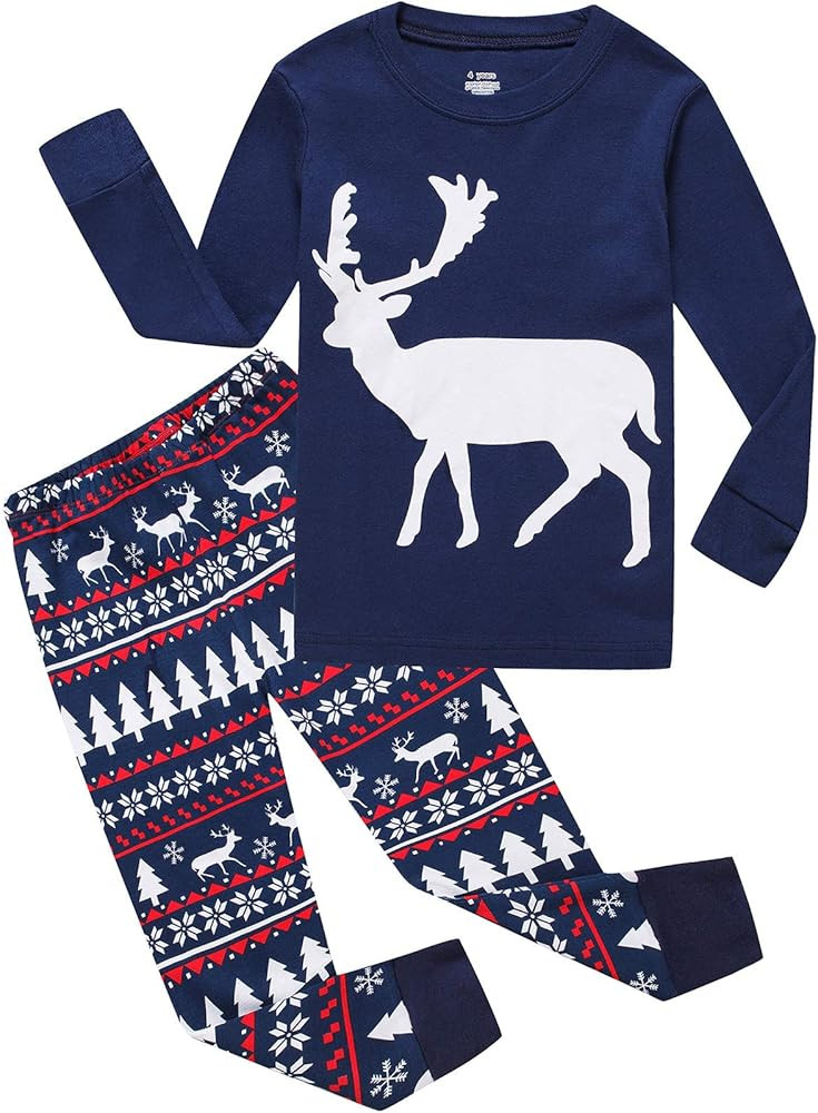 Cotton Pjs Boys Christmas Pajamas Toddler Boys Holiday Long Sleeve Pjs Sets 18Months-18years | Amazon (US)