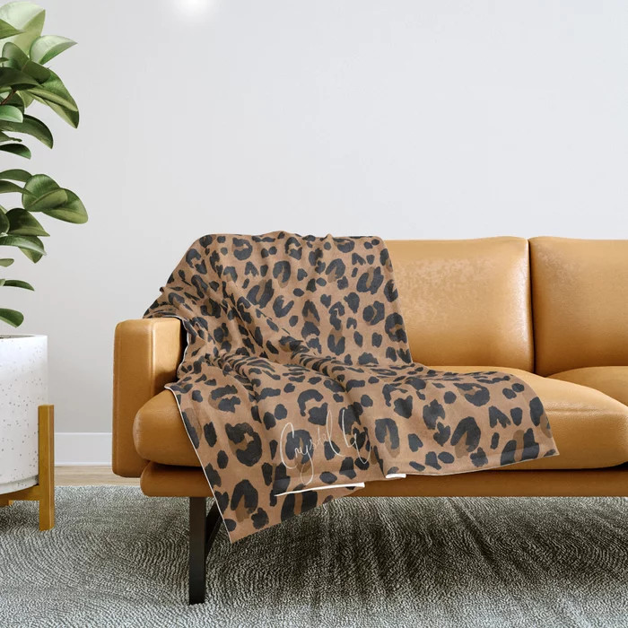 Leopard - Black Brown on Tan Throw Blanket by Crystal W Design | Society6