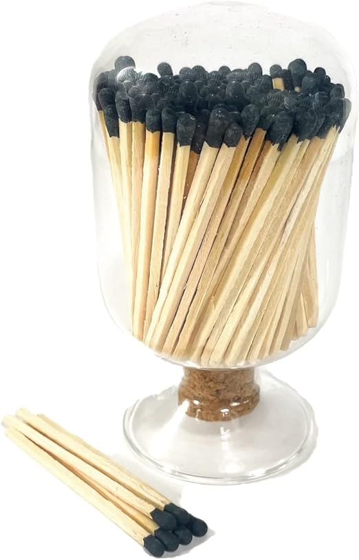 Includes Matches! | Decorative Glass Matches Cloche | Bottle Jar Fireplace Candle Match Holder Gi... | Amazon (US)