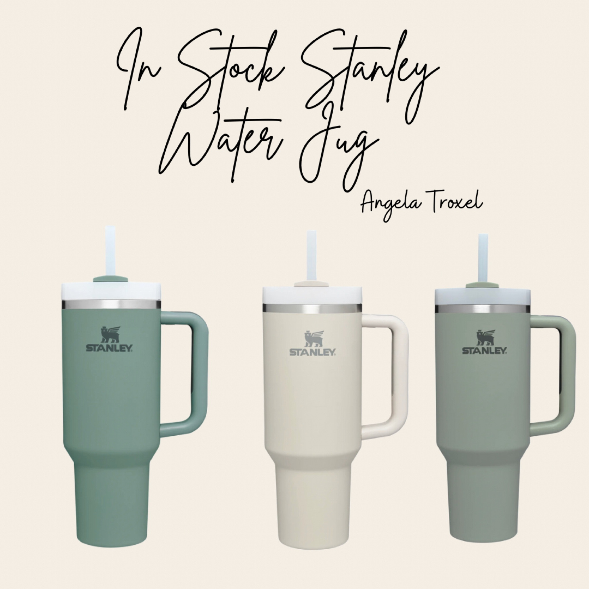 Stanley water jug, water bottle, steel, non toxic, straw. Cream, green, gym gear, kitchen, water. 

#LTKFind #LTKfit #LTKunder50