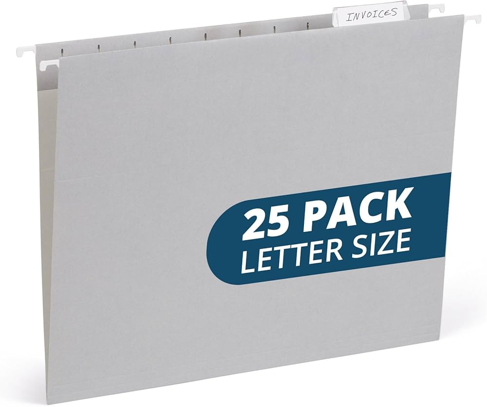 25 Blue Summit Supplies Grey Hanging File Folders Letter Size - Durable 11pt Paper, Hanging File ... | Amazon (US)