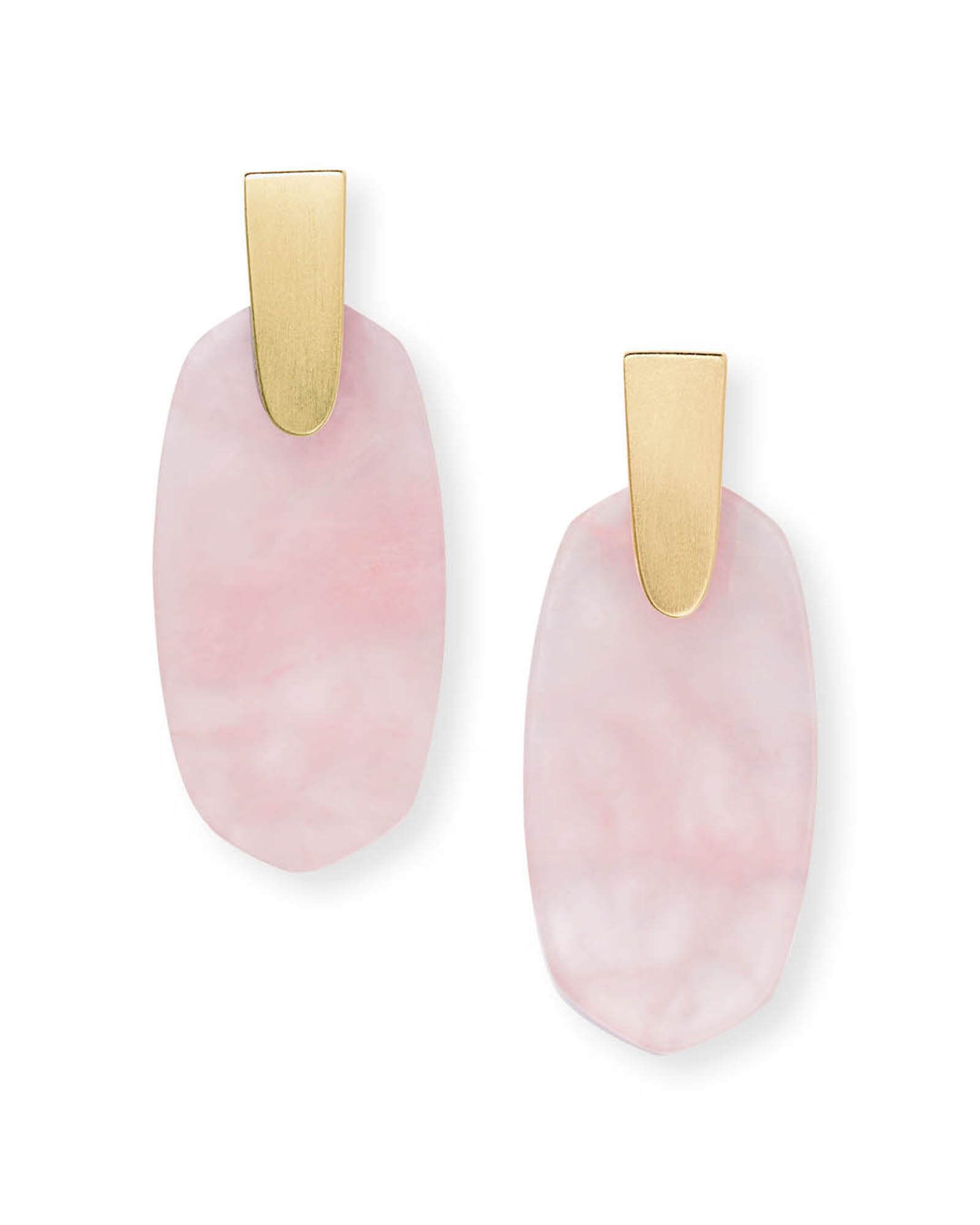 Aragon Gold Drop Earrings in Rose Quartz | Kendra Scott