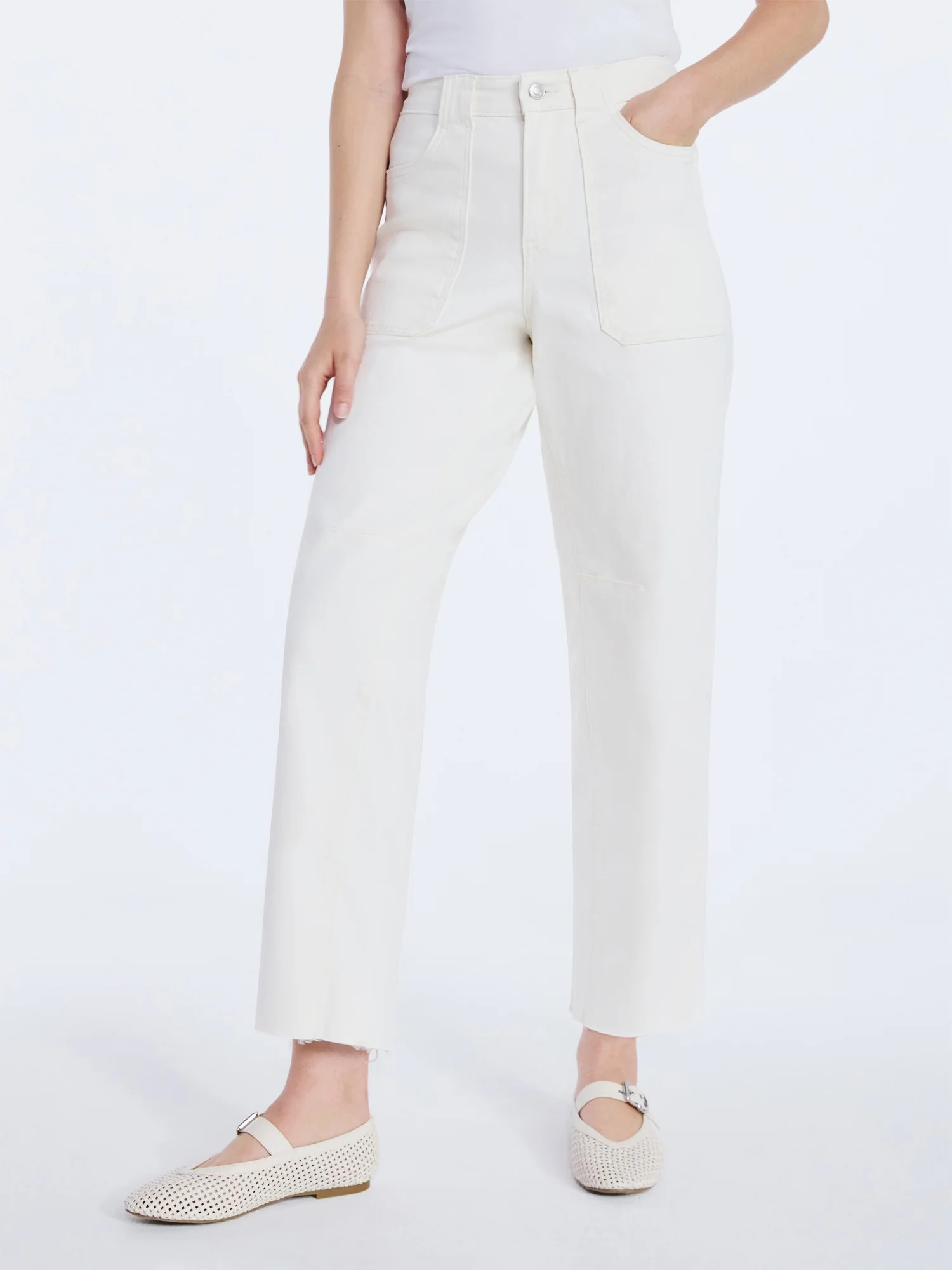 Free Assembly Women's Cropped Carpenter Barrel Jeans, 27" Inseam, Sizes 0-20 | Walmart (US)