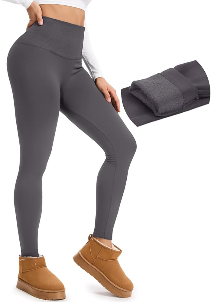 yeuG Fleece Lined Leggings for Women Thermal High Waisted Tummy Control Seamless Workout Yoga Pan... | Amazon (US)