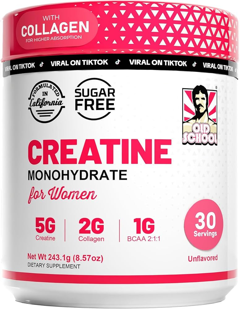 Old School Labs 5000mg Creatine Monohydrate Powder, Optimized Creatine for Women +2000mg Collagen... | Amazon (US)