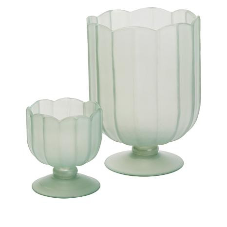 Clover by Jo Set of 2 Scalloped Glass Vases | HSN