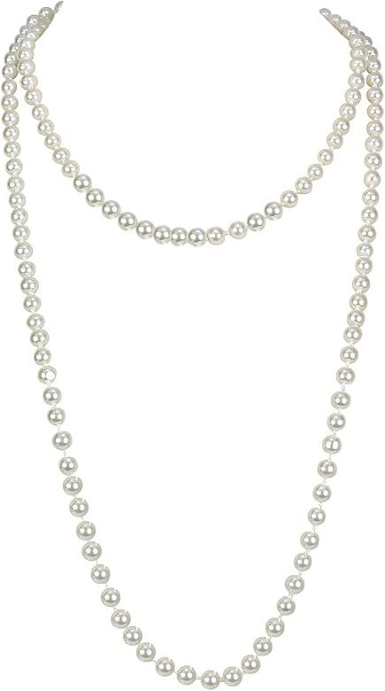KOSMOS-LI Fashion Faux Pearls Pendants 1920s Beads Cluster Long Pearl Necklace for Costume Party Jew | Amazon (US)