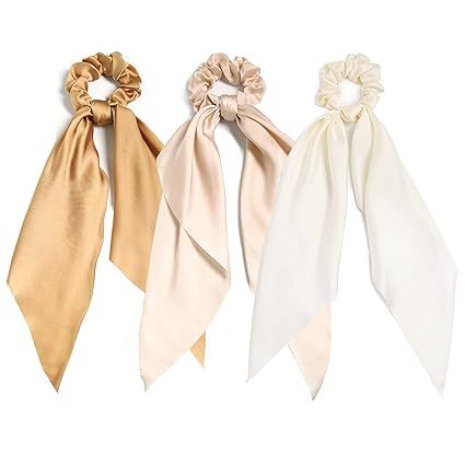 Amazon.com : 3PCS Hair Scarf Scruncheis for Women Knotted Bow Hair Ties Elastic Bands Satin Hair ... | Amazon (US)